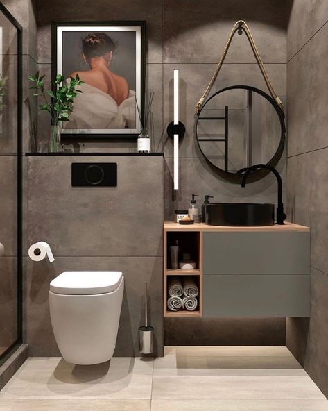 Vstupná Hala, Small Space Bathroom, Bathroom Inspiration Modern, Washroom Design, Small Bathroom Makeover, Bathroom Design Inspiration, Tiny Bathrooms, Bathroom Design Decor, Toilet Design