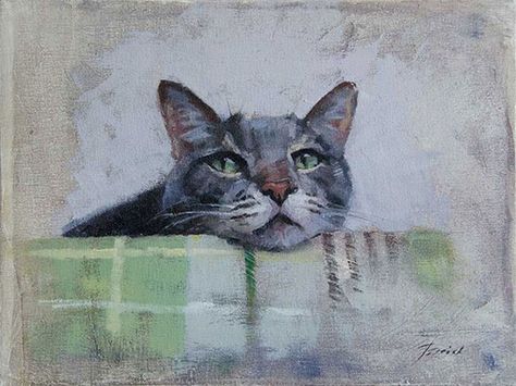 Patrick Saunders Fine Arts - Pet & Animal Paintings Lovers Painting, Silver Tabby Cat, Cat Portrait Painting, Custom Cat Portrait, Custom Dog Portraits, Arte Inspo, Cat Portraits, Cat Painting, Custom Pet Portraits