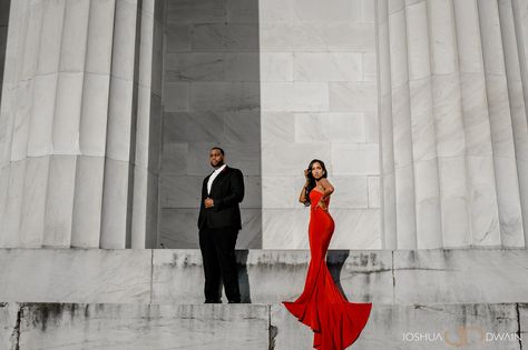 Lincoln Memorial Engagement Photos, red dress Dc Engagement Photos, Formal Engagement Photos, Couple Engagement Pictures, Fun Engagement Photos, Engagement Pictures Poses, Anniversary Photoshoot, Couples Engagement Photos, Engagement Poses, Engagement Photo Poses