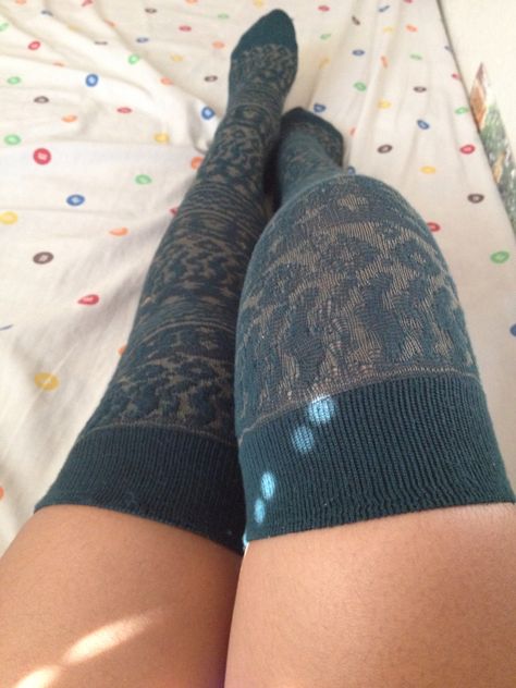 Green patterned thigh high socks are my addiction for fall. Thanks Vanity fair Cheap Casual Thigh-high Stockings, Casual High Stretch Knee-high Socks, Green Thigh High Socks, Cheap Solid Thigh-high Stockings, Multicolor Casual Thigh-high Socks, Pretty Legs, Thigh High Socks, Long Socks, Knee High Sock