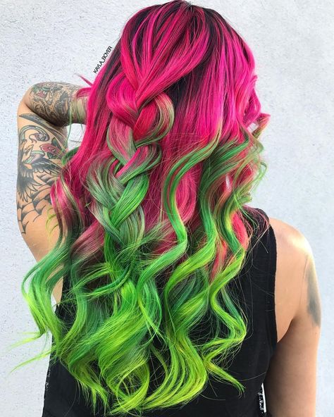 Unlock Your Beauty Potential | Chic Hair Color Ideas - Hair Color Ideas for Brown Hair Halloween Hair Color Ideas, Halloween Hair Color, Neon Hair Color, Inner Witch, Vivid Hair Color, Rainbow Hair Color, Creative Hair Color, Neon Hair, Makeup By