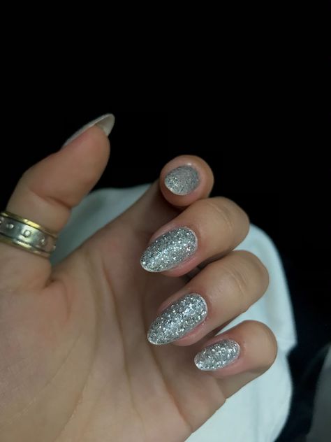 #nailstagram #nailstyle #naildesigns #nailworld #nailove #nailsswag #pointynails #bombnails #glitternailsdesign #glitternails #nailsalon #instanails #naillove #nailaddict #nails💅 #nailpolish #nailswag #naildesign #nailsart #nailart Silver Sparkly Nails Almond, Silver Glitter Nails Aesthetic, Silver Gel Nail Designs, Short Silver Glitter Nails, Silver Holo Nails, Glittery Silver Nails, Silver Nails Ideas Glitter, Shiny Silver Nails, Silver Shiny Nails