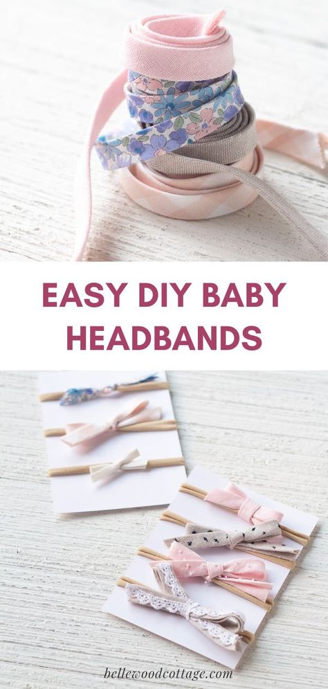 Homemade Baby Headband, Diy Newborn Headbands No Sew, Infant Hair Bows Diy, Newborn Bows Headband Diy, Diy Newborn Bows Head Bands, How To Make Newborn Bows, Diy Nylon Headbands Baby Bows, Diy Baby Hair Bows Head Bands, How To Make Bows From Fabric