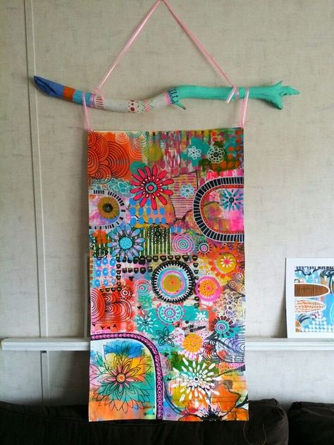 This gives me an idea for my crosses... Bohemian Painting Ideas, Boho Art Painting, Bohemian Painting, Bohemian Artwork, Boho Art Drawings, Branch Art, Boho Painting, Painting Canvases, Intuitive Painting