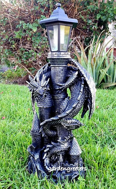 Solar Dragon, Covered Walkways, Dragon Garden, Fantasy Furniture, Dragon House, Fantasy Decor, Dragon Decor, Dragon Sculpture, Goth Home