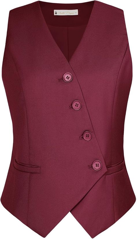 Belle Poque Waistcoat Vest for Women Suit Vest Tops Asymmetrical Hem Tuxedo Vest Sleeveless Blazers Jackets Red L at Amazon Women's Coats Shop Women Suit Vest, Womens Suit Vest, Dressy Vest, Work Vest, Womens Suit, Tuxedo Vest, Tuxedo Women, Sleeveless Coat, Sleeveless Blazer