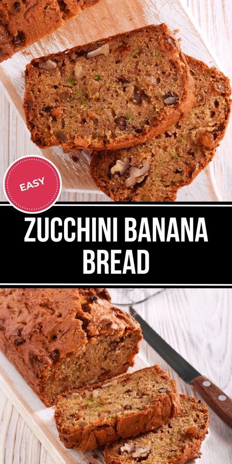 Zucchini Banana Bread is a fun way to make healthy eating taste great. It's full of delicious flavor and uses super simple ingredients. Almond Flour Zucchini Banana Bread, Zucchini And Banana Bread Recipes, Banana Zucchini Bread Recipe, Zucchini Banana Bread Recipes, Banana Zucchini Bread, Healthy Zucchini Bread, Rich Banana Bread, Banana Zucchini, Best Zucchini Bread