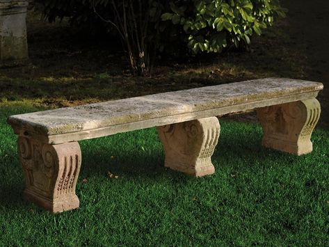 Cement Bench, Stone Garden Bench, New England Garden, Garden Bench Seating, Concrete Bench, Stone Bench, Garden Deco, Architectural Antiques, Garden Bench