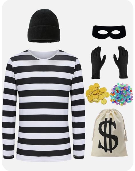 Robber Costume Men, Bank Robber Costume, Burglar Costume, Robber Costume, Cosplay Halloween Costumes, Bank Robber, Halloween Costume Accessories, Cosplay Halloween, Cute Costumes