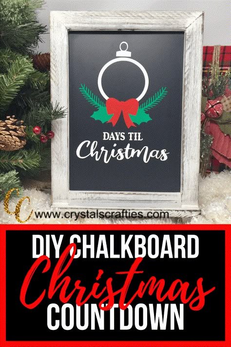 Christmas Countdown Chalkboard, Diy Christmas Countdown, Winter Chalkboard, Cricut Decor, Christmas Countdown Sign, Chalkboard Crafts, Xmas Inspiration, Christmas Countdown Diy, Chalkboard Christmas