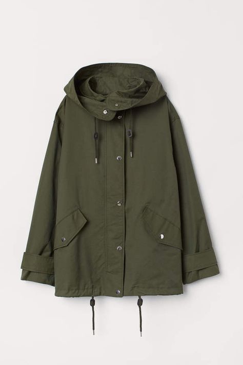 H&M - Short Nylon-blend Parka - Green Short Parka, H&m Shorts, Parka Jacket, Character Outfits, Khaki Green, Minimal Fashion, Jacket Outfits, Everyday Fashion, Fashion Art