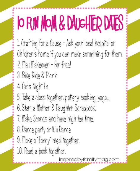 mom and daughter dates...been thinking we need to be closer lately, these ideas are great! Can't wait to do them! Mom And Daughter Dates, Mom Daughter Dates, Mommy Daughter Dates, Mother Daughter Dates, Kid Dates, Daughter Activities, Mommy And Daughter, Fun Mom, Raising Girls