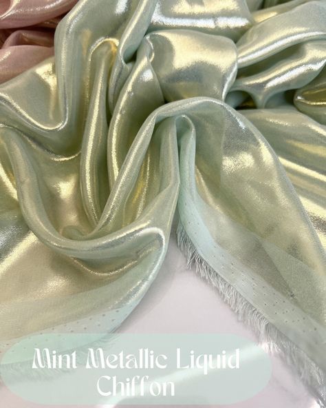 ✨Take Your Wardrobe to a Whole New Glossier Level with the Latest Metallic Liquid Sheen Chiffon Fabric! ✨ We’re imagining dreamy drapery dresses in this luxe fabric! 👗 What are you planning to create with this incredible fabric? . . . . . . . . . . . . #fabric #fabricshopping #fashiondesigner #luxefabrics #fabricsdubai #Textiles #fashion #instafashion #lovetosew #sewing #fashiondesign #highfashion #eveningwear #luxury #metallicliquidchiffon #chiffonfabric #chiffon #wholesalefabrics #metallicliq Liquid Chiffon Dress, Aesthetic Fabric, Clothing Fabric Patterns, Metallic Liquid, Textures Fashion, Fabric Board, Colour Combinations Fashion, Photo Collage Gift, Blouse Designs Indian