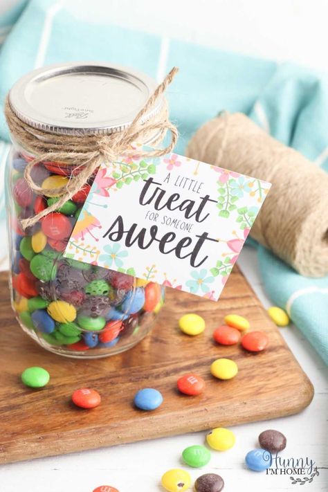 Jar Of Candy Gift Cute Ideas, Peppermint Chocolate Chip Cookies, Marketing Gifts, Mason Jar Candy, Gift Jars, Movie Night Gift Basket, Dollar Tree Gifts, Homemade Gift Baskets, Easy Halloween Party