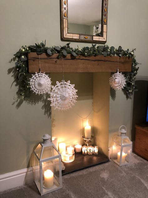 Open Fireplace Decor, Fireplace With No Fire Ideas, Unused Fireplace Decor, Candle Fireplace Ideas, Decorating Inside Fireplace Ideas, Empty Fireplace Decor, Inside Fireplace Decor, Non Functional Fireplace Ideas, Unused Fireplace Ideas