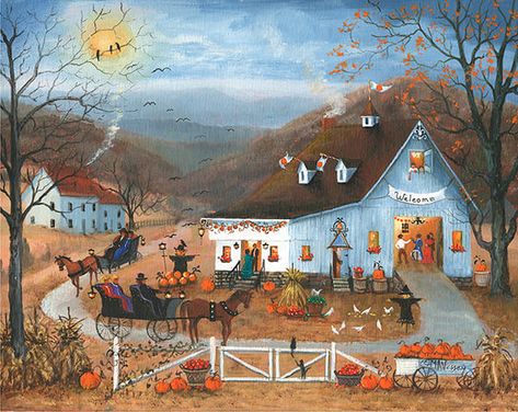 Christmas and Halloween Folk Art Paintings | Mary Ann Vessey Folk Art Paintings, Arte Folk, Halloween Folk Art, Halloween Artwork, Halloween Painting, Mary Ann, American Folk Art, Folk Art Painting, Holiday Art