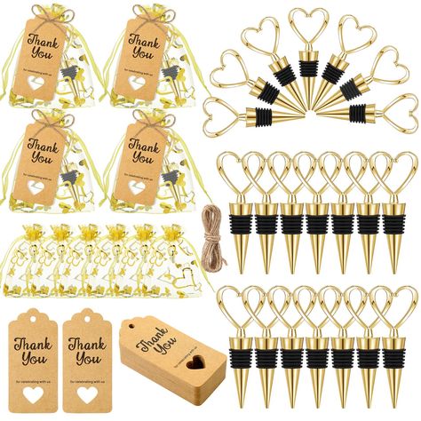 PRICES MAY VARY. Package Content: you will receive 36 wine stoppers, 36 white organza drawstring bags, 36 kraft paper label cards printed with a thank you message, and 1 bundle of twine, there are enough quantities to meet your use needs Reliable and Serviceable: these heart bottle stoppers are made of quality silicone and zinc alloy with a smooth surface, which do not easily fade, deform and break; The rope bag is made of organza and the card is made of quality kraft paper material, they will s Wine Stopper Wedding Favors, Wine Wedding Favors, Rehearsal Dinner Favors, Tiffany Bridal Shower, Bulk Party Favors, Beverage Bottle, Unique Bridal Shower, Wedding Favors For Guests, Bottle Stopper