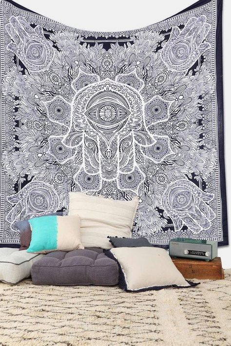 Bohemian Dorm, White Tapestry, Queen Size Bedspread, Bohemian Bedspread, Double Bed Sheets, Bed Sheet Sizes, Indian Tapestry, Mandala Wall Hanging, Indian Mandala