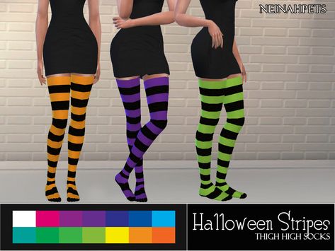 neinahpets' Halloween Striped Thigh High Socks Striped Thigh High Socks, Panty And Stocking Anime, Ts4 Mods, Sims 4 Challenges, Purple Socks, Cc Clothes, Striped Stockings, Sims 4 Body Mods, Tumblr Sims 4