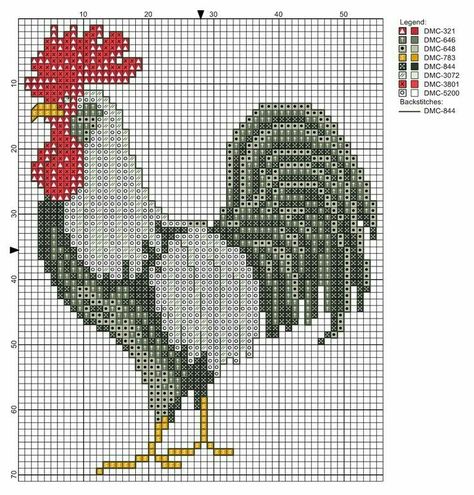 Rooster Cross Stitch, Chicken Cross Stitch, Cross Stitch Kitchen, Animal Cross Stitch Patterns, Pola Kristik, Beautiful Cross Stitch, Pola Sulam, Cross Stitch Bird, Beaded Cross Stitch