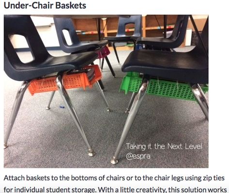 Under-Chair Baskets Clipboard Storage Classroom, Classroom Desk Storage, Desk Storage Ideas, Alternative Seating Classroom, Classroom Seating Arrangements, Student Storage, Classroom Arrangement, Classroom Desk, Classroom Hacks