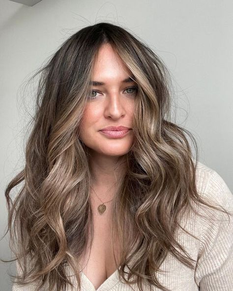 Subtle Balayage Bronde, Dark Blonde Dark Roots, Brunette Balayage Hair Fair Skin, Oatmeal Cream Pie Hair Color, How To Darken Blonde Hair, All Over Blonde Highlights On Brown Hair, Sandy Brunette Balayage, Natural Bayalage Brunette, Shadow Root Brunette