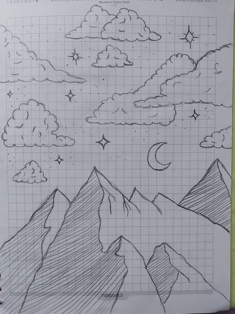 Mountain Drawing, Easy Doodles, Doodles Drawings, Easy Doodles Drawings, Easy Diy Art, Simple Doodles, Doodle Drawings, Diy Art, Room Ideas