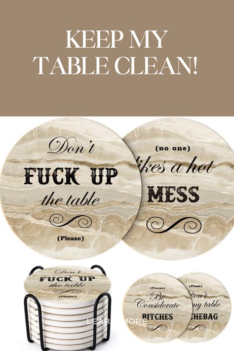 Elevate your drinkware with LIFVER's Funny Coasters. This set of 8 marble-style absorbent coasters with cork base and 4 humorous sayings adds a touch of charm to your home decor. Funny Coasters Sayings, Humorous Sayings, Funny House, Funny Coasters, Absorbent Coasters, White Elephant, Gifts For Adults, Gag Gifts, White Elephant Gifts