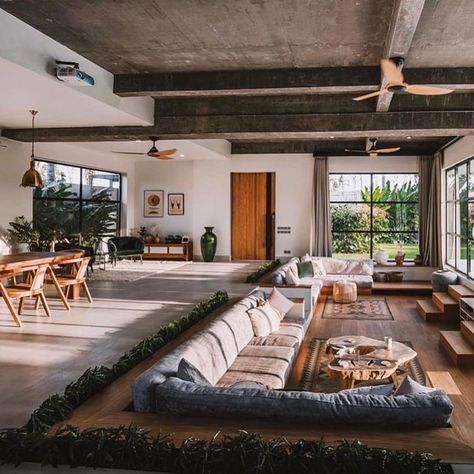 Wood House Design, Home Designs Exterior, Sunken Living Room, Loft Interior, Homes Interior, Dream Houses, A Living Room, Design Living, Architecture Project