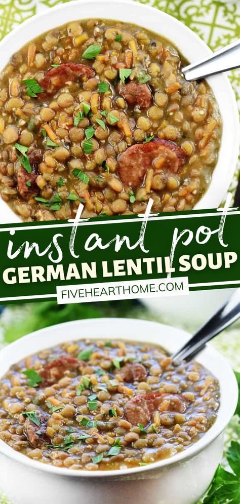 Lintel Soup Instant Pot, Ham And Lentil Soup Instant Pot, Instant Pot Lentil Soup Recipes, German Lentils, Winter Instant Pot Recipes, Instapot Lentil Soup, Lentil Instant Pot Recipes, Lentils In Instant Pot, Lentil Soup Recipe Instant Pot