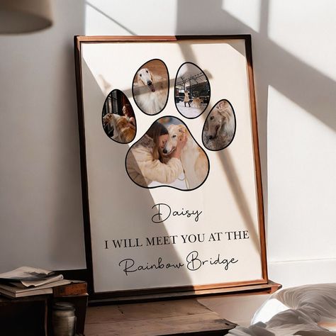 #1 Bestseller Dog Memorial Gifts In 2024 - Listicle Dog Memorial Shadow Box Ideas, Dog Memorial Gifts, Photo Collage Canvas, Collage Canvas, Dog Memorial Gift, Beloved Dog, Dog Memorial, Dog Paw, Pet Loss