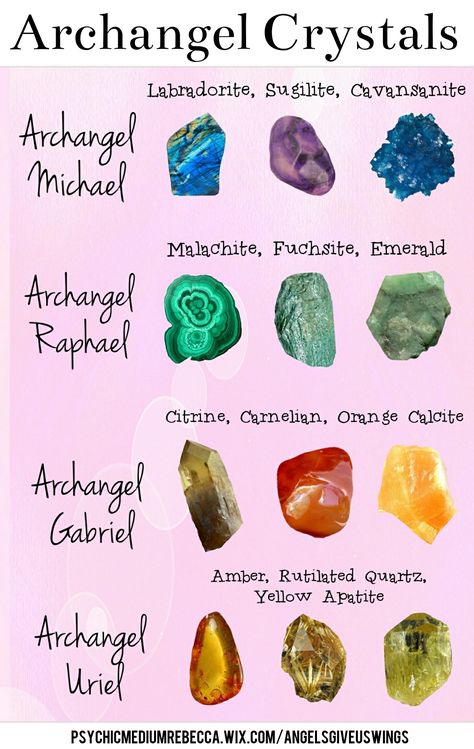 Crystals to use to connect with the Archangels The Archangels, Archangel Uriel, Archangel Raphael, Archangel Gabriel, Inner Child Healing, Ange Demon, Crystals Healing Properties, Spiritual Crystals, Types Of Crystals