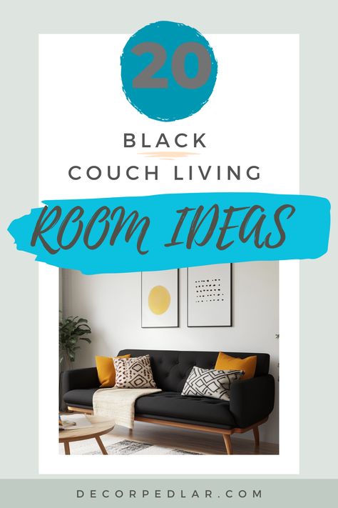 Transform your living space with 20 sophisticated black couch ideas. From sleek contemporary to cozy traditional, find your perfect dark sofa style. #BlackCouch #LivingRoomDecor Black Couches Living Room Ideas Modern, Black Couch Ideas, Black Couch Living Room Ideas, Black Couch Living Room, Dark Sofa, Black Leather Recliner, Black Loveseat, Couch Living Room Ideas, Black Couch