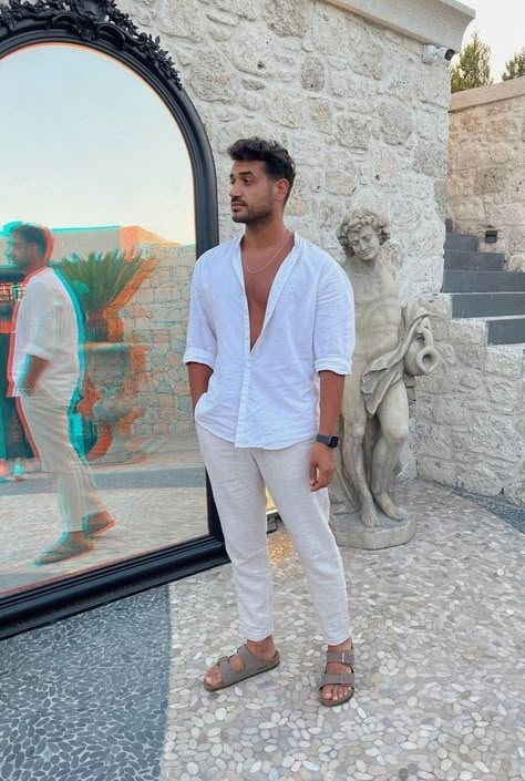 Linen Outfit Men, Mens Vacation Outfits, Bali Outfit, Bangkok Dress, Mexico Vacation Outfits, Tulum Outfits, Vacation Outfits Men, Thailand Outfit, Holiday Fits