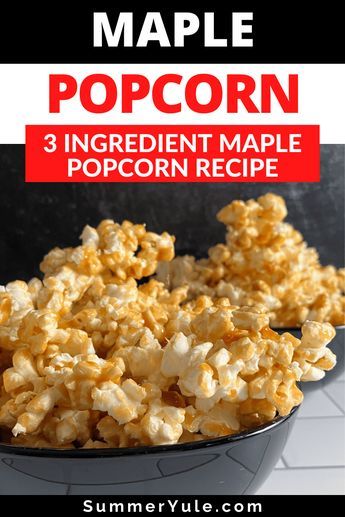 Maple syrup popcorn is a super simple three ingredient recipe with no white sugar or corn syrup. Learn how to make maple popcorn with stove, air popped, or microwave popcorn. Everyone loves this easy popcorn with maple syrup- it makes a great snack for movie night, or you can give it as gifts. It's so yummy; it’s like caramel corn with maple syrup! Maple Syrup Snacks, Maple Kettle Corn Recipe, Maple Puff Corn, Honey Popcorn Recipes, Whirly Pop Popcorn Recipes, Poppycock Recipe Popcorn, Popcorn Maker Recipes, Maple Syrup Popcorn, Maple Popcorn Recipe