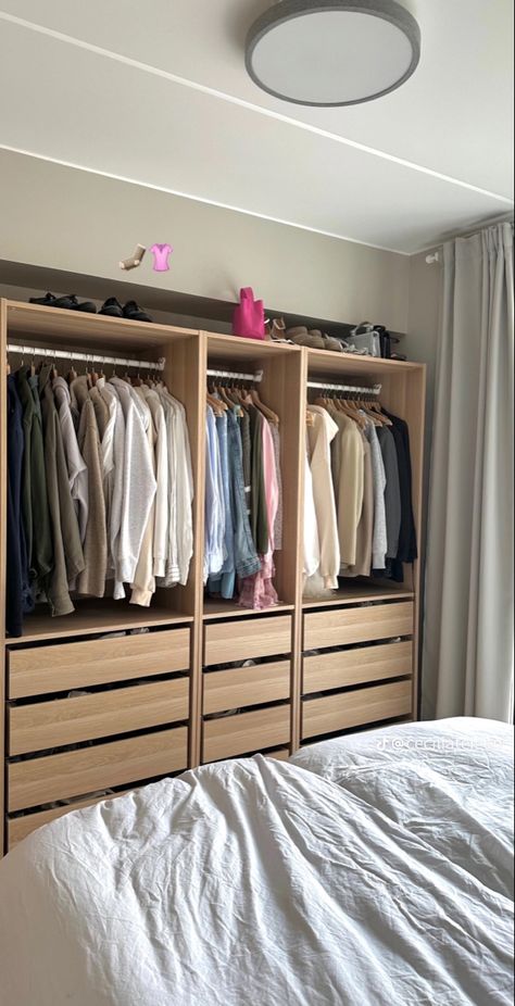 Wall Closet Ideas, Ikea Wardrobe Hack, Wardrobe Aesthetic, Room Organization Bedroom, Dream Closet Design, Wardrobe Organisation, Wardrobe Room, Minimalist Room, Dream Apartment