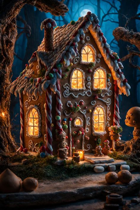 Hansel And Gretel Art, Hansel And Gretel House, Haunted Gingerbread House, Hansel Gretel, Hansel And Gretel, Disney Concept Art, Art Social Media, Sugar Plum, Image Generator