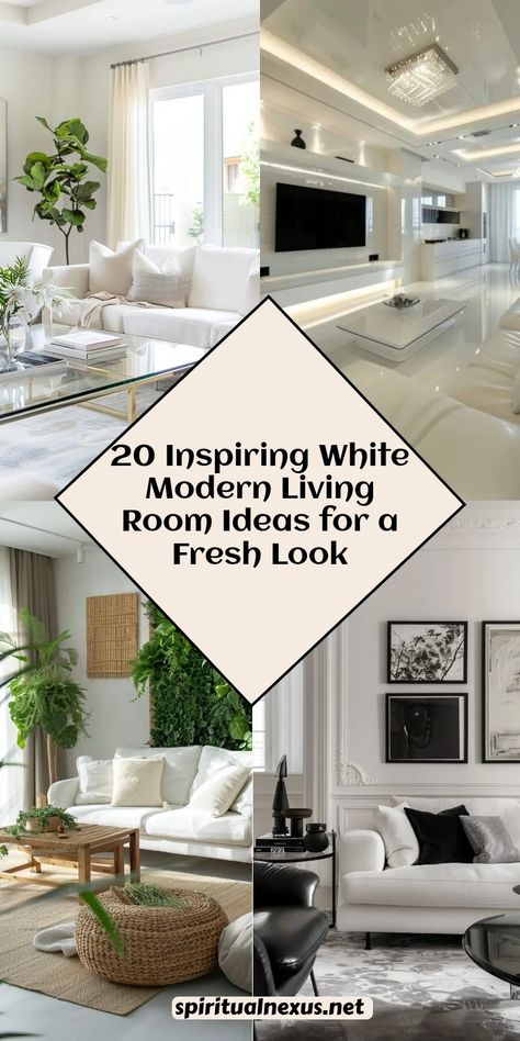 Explore these stunning white modern living room ideas to brighten up your home! Whether you love sleek, contemporary designs or cozy, inviting aesthetics, these ideas will offer the perfect balance of elegance and comfort. Take your living room decor to the next level with the timeless appeal of white. #whiteModernLivingRoomIdeas #LivingRoomInspiration #ModernHome Light And Airy Modern Living Room, How To Decorate A White Living Room, Formal Living Room Ideas Elegant, White Living Room Decor Modern, White Interior Design Living Room, White Living Room Aesthetic, Living Room Modern Classic, White Living Room Decor Ideas, White Modern Living Room