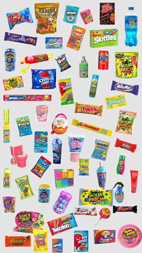 American Candy Aesthetic, Good Candy, 90s Snacks, Haribo Gold Bears, American Sweets, Nerds Rope, American Candy, American Snacks, Candy Kit