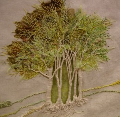 Embroidered Trees, Crazy Quilting, Thread Painting, A Stitch In Time, Crazy Quilt, 자수 디자인, Textile Arts, Crewel Embroidery, Art Embroidery