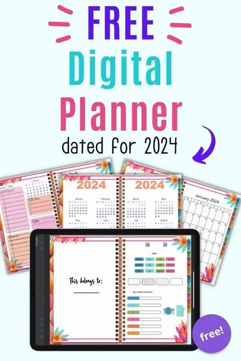 Free Hyperlinked 2024 Digital Planner Digital Planner App Ipad, Free Planner Templates Ipad, Digital Monthly Planner Template, Digital Planner Download Free, Free Pdf Planner 2024, Blog Planner Printable Free, Free 2024 Printable Planner, Free Planner Templates Goodnotes 2024, Digital Planner Pages Free