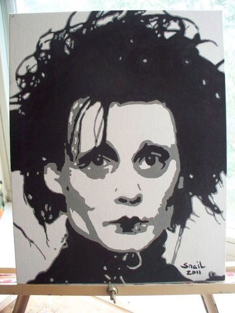 Edward Scissorhands Sisters Artwork, Canvas Art Projects, Edward Scissorhands, Art Drawings Sketches Pencil, Pop Art Portraits, Grunge Art, Zodiac Art, Stencil Art, Art Inspiration Painting