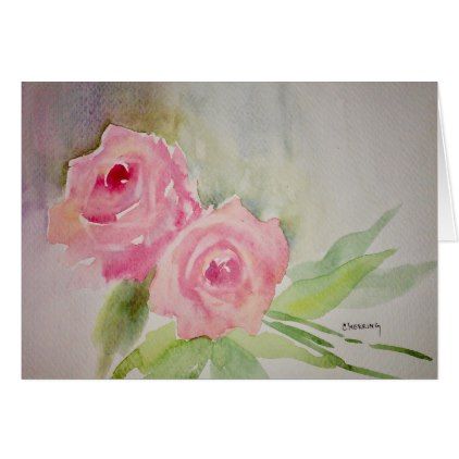 Pink Roses Card - pink gifts style ideas cyo unique Catherine Klein, Chinoiserie Wallpaper, Roses Drawing, China Painting, Botanical Watercolor, Needle Thread, Rose Art, Rose Painting, Flower Pictures