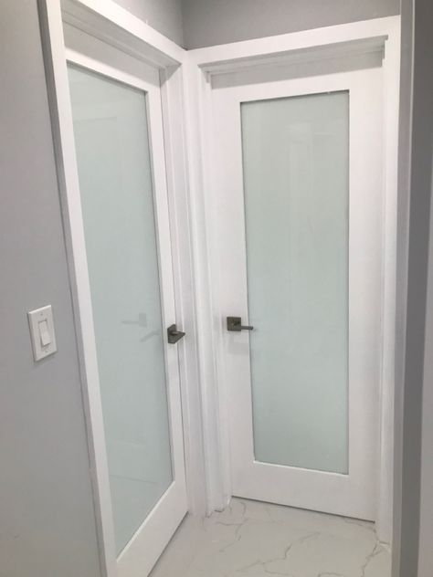 Frosted Interior Doors with frame Bathroom Frosted Glass Door, Office Doors For Home, Frosted Bathroom Door, Interior Doors With Glass Panels, 2023 Plans, Interior Doors Modern, Frosted Glass Interior Doors, Glass Interior Door, Church Office