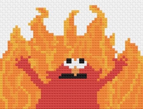 Elmo Fire, Sesame Street Elmo, Graph Crochet, Pixel Art Templates, Color Key, Pixel Crochet, Stitch Fabric, Pixel Art Grid, 강아지 그림