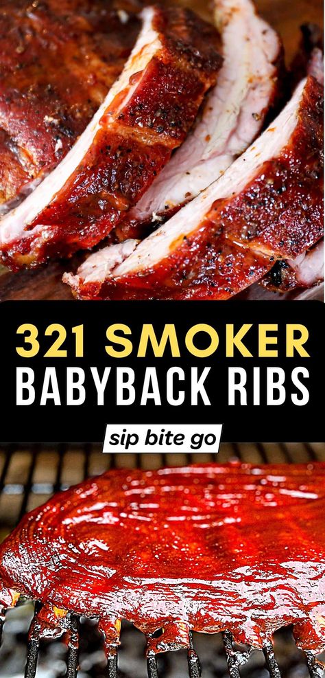 Smoking baby back ribs in the pellet grill with the 321 ribs recipe is an easy way to make Traeger ribs. | sipbitego.com 321 Ribs, Smoked Beef Back Ribs, Smoked Baby Back Ribs, Baby Back Ribs Recipe, Back Ribs Recipe, Pellet Smoker Recipes, Smoked Pork Ribs, Healthy Meat Recipes, Pellet Grill Recipes