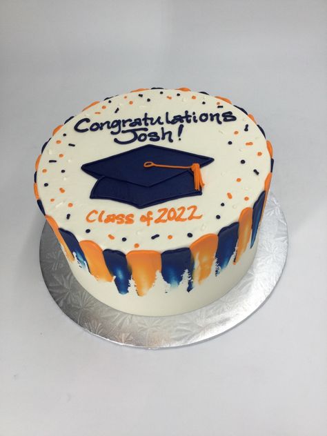 Blue And Gold Graduation Cake, Orange And Blue Graduation Cake, Baskin Robbins Ice Cream Cake, Graduation Sheet Cakes, Crazy Wedding Cakes, College Graduation Cakes, Congratulations Cake, Graduation Things, Grad Cakes