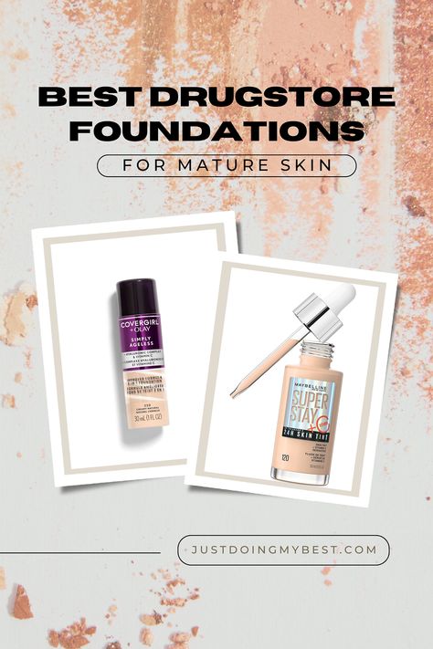 Drugstore foundations that are awesome for mature skin. Foundation For Aging Skin, Foundation For Older Skin, Quick Makeup Routine, Best Drugstore Foundation, Good Foundation, Makeup Routines, Natural Makeup Tips, Best Foundations, Good Skincare