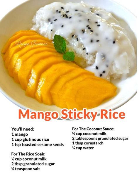 Sweet Sticky Rice Recipe, Sticky Mango Rice, Sticky Rice And Mango, Mango And Sticky Rice, Mango Sticky Rice Recipe, Sticky Rice Recipe, Sweet Sticky Rice, Asian Sweets, Mango Sticky Rice