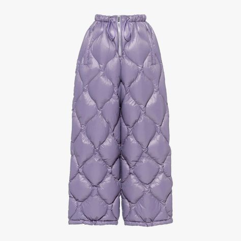 Puffer, Quilted, and Down Pants to Shop Now for the Warmest Winter Style Yet | Vogue Puffer Pants, Designer Joggers, Apres Ski Outfits, Quilted Pants, Fluffy Comforter, Purple Diamond, French Fashion Designers, High Neck Sweater, Fashion Project